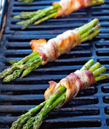 Grilled Bacon Wrapped Asparagus ~ Easy, Grilled Side Dish! Crispy Bacon Wrapped Around Tender Asparagus Spears!