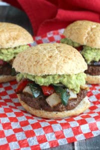 Easy grilled fajita burgers on checkered paper