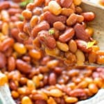baked beans on spoon