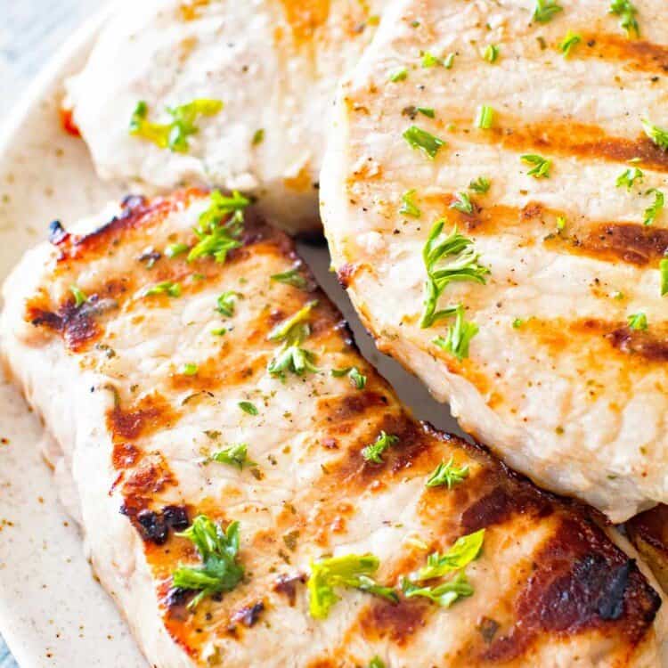 Grilled Ranch Pork Chops on plate