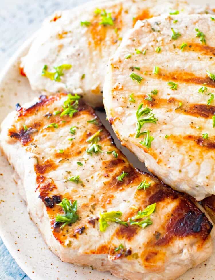 Grilled Ranch Pork Chops on plate