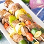 Marinated Grilled Vegetable and Steak Kabobs Plate