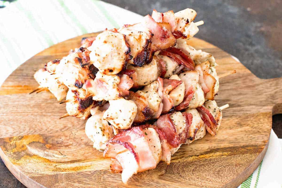 Ranch Chicken Skewers on cutting board