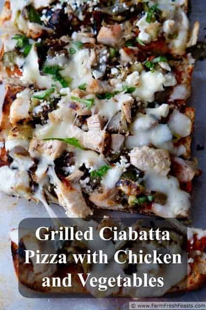 grilled ciabatta pizza with chicken and vegetables title