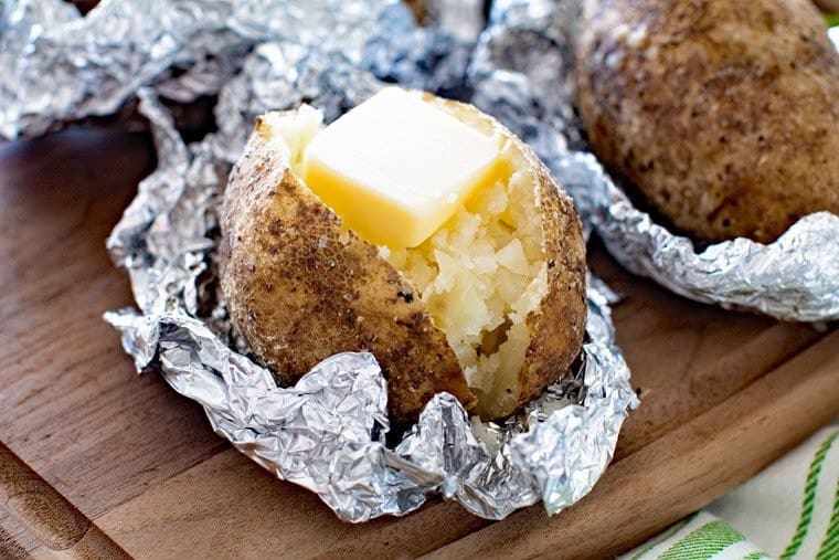 Baked potato in 2024 tin foil