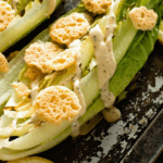 Grilled Caesar Salad on baking sheet