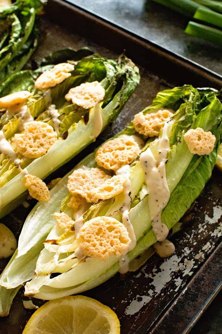 Grilled Caesar Salad with dressing