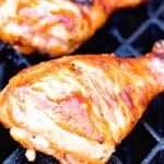 Grilled BBQ Chicken Drumsticks on the grill