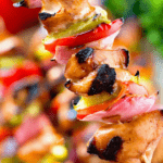 Close up image of an Asian Chicken Skewer