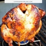 Beer can chicken on grill