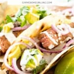Chile lime steak tacos on cutting board