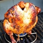 Grilled Beer Can Chicken on the grill