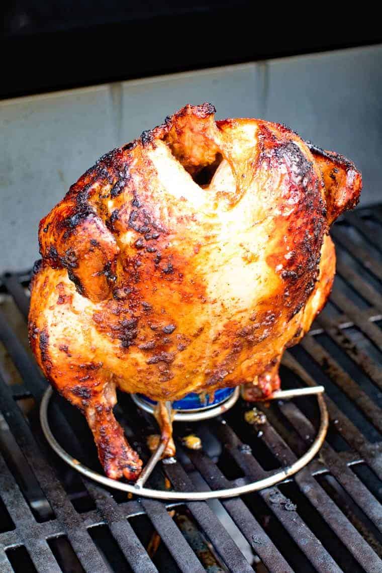 Beer can chicken shop on gas grill