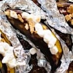 Grilled S'mores Banana Boats in foil