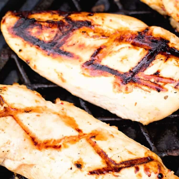 Marinated Italian Chicken Breasts on the grill