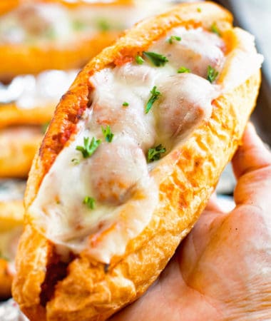Grilled Meatball Subs in Hand