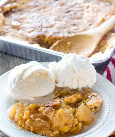 Apple Dump Cake on white plate