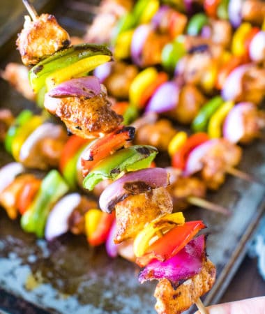 Chipotle Chicken Kabobs in Hand
