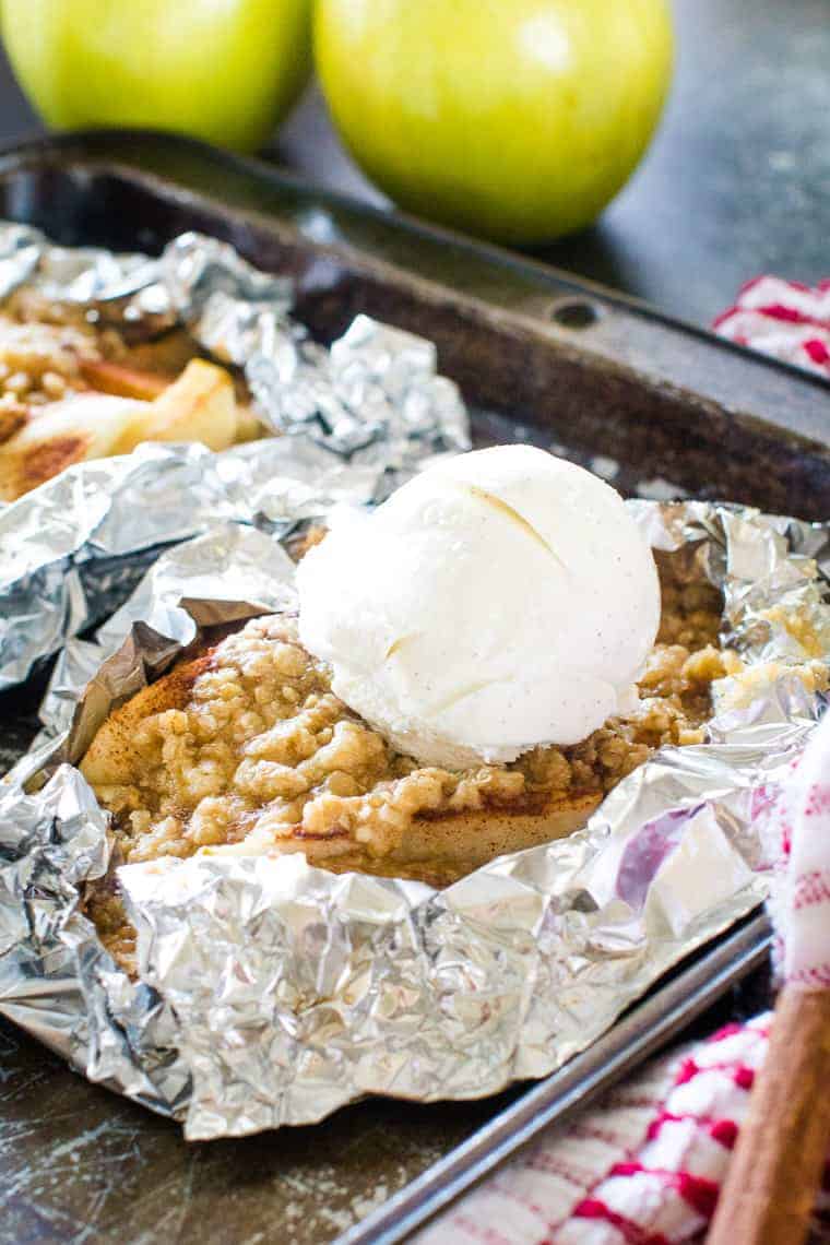 Grilled Apple Crisp in foil packet