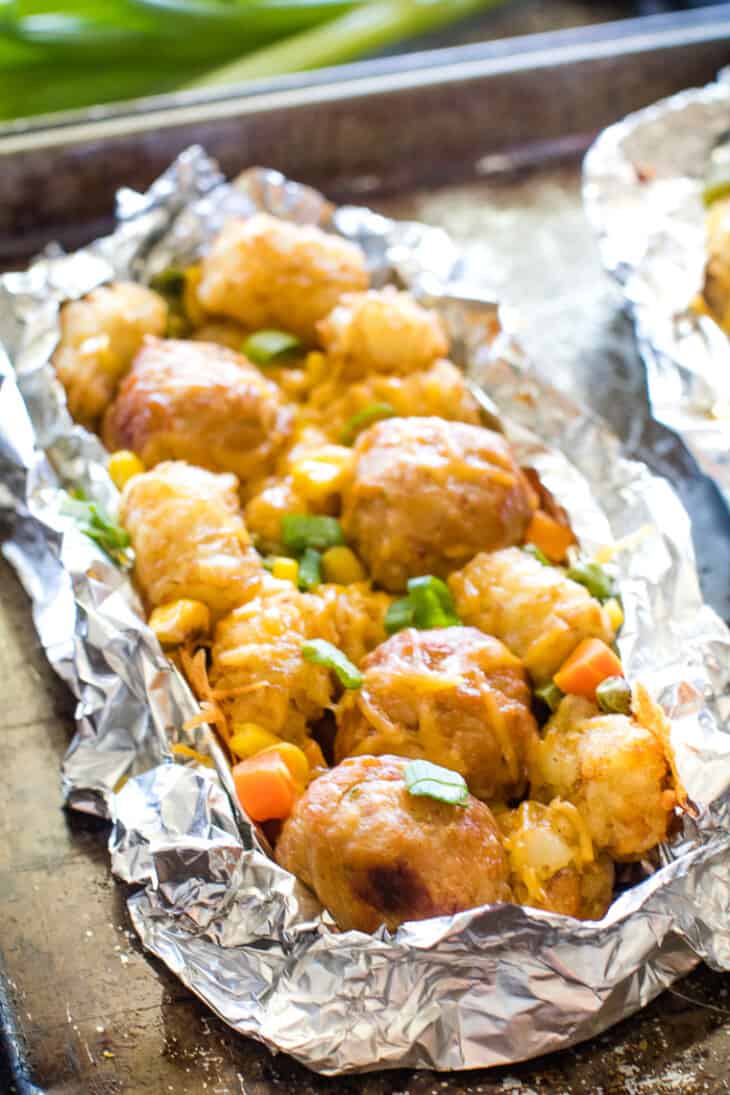 Tater Tot Meatball Foil Packet Meals