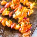 Close up of Grilled Buffalo Chicken Skewer