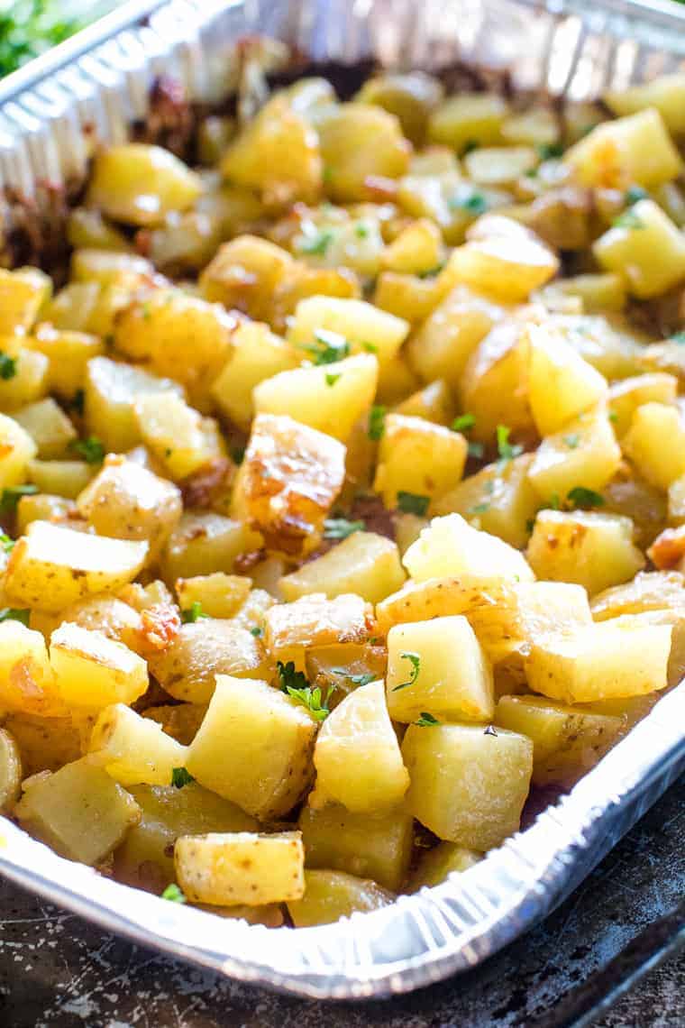 Cheesy Grilled Skillet Potatoes with Bacon and Herbs - a farmgirl's dabbles