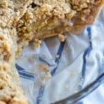 Traeger apple pie in glass pan
