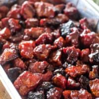 Pork Burnt Ends in foil pan