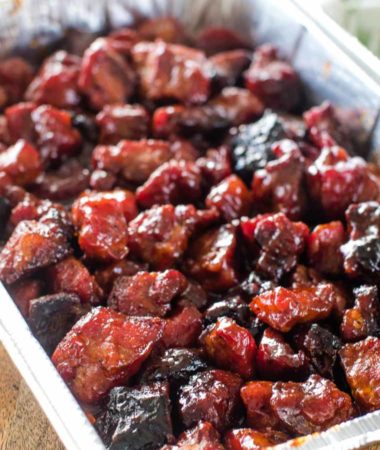 Pork Burnt Ends in foil pan
