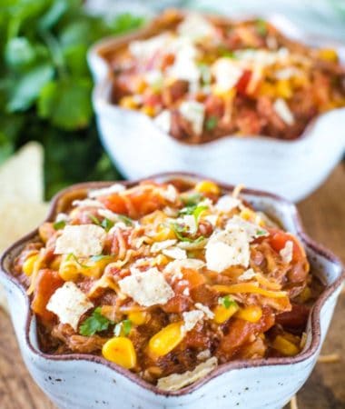 bowl of pulled pork chili recipe