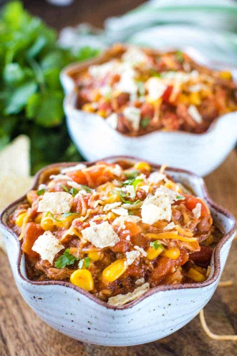 bowl of pulled pork chili recipe