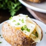 Smoked Baked Potato with butter on plate
