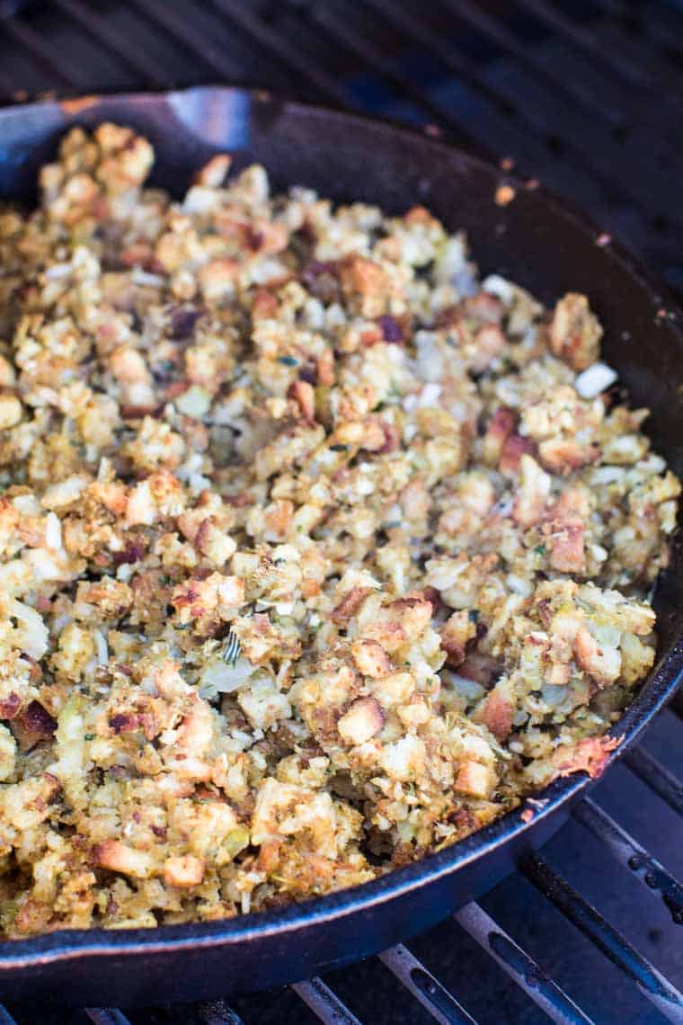 Smoked Stuffing Traeger Recipes in skillet