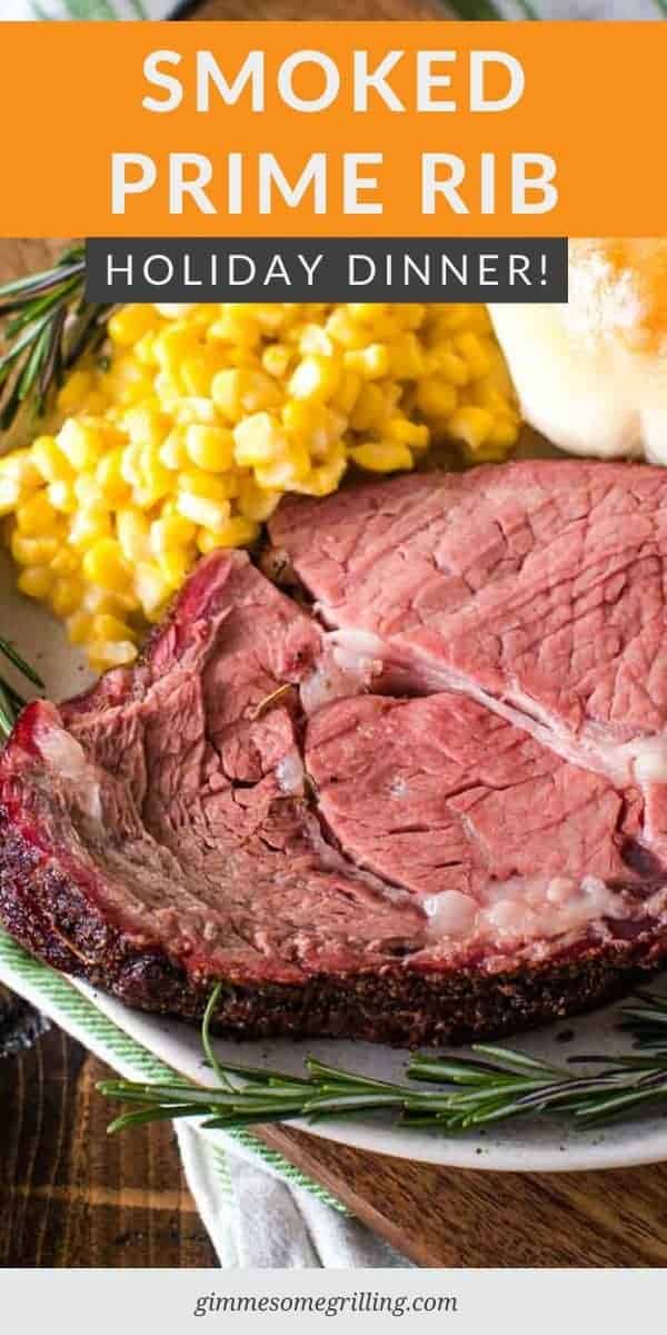 Perfectly seasoned Smoked Prime Rib made on your Traeger. A simple seasoning blend on your prime rib that is made on a pellet grill gives it an amazing flavor. It's tender, juicy and full of flavor. It's the perfect dinner recipe for the holidays especially Easter, Christmas or Thanksgiving. #prime #rib via @gimmesomegrilling