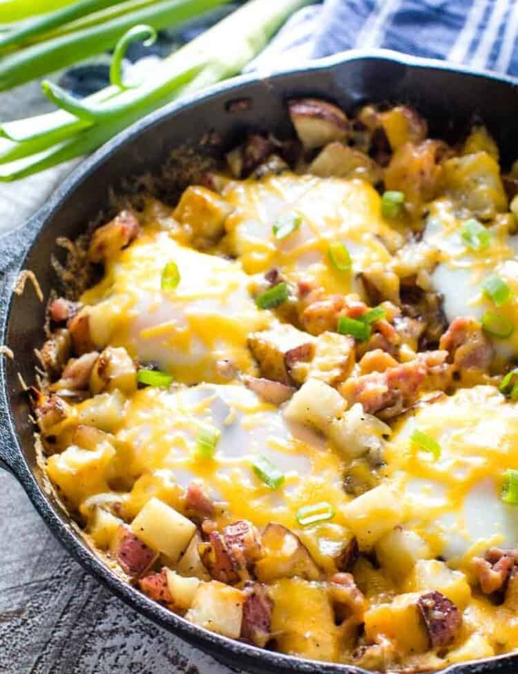Grilled breakfast skillet in cast iron