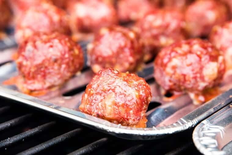 Smoked Meatballs on smoker