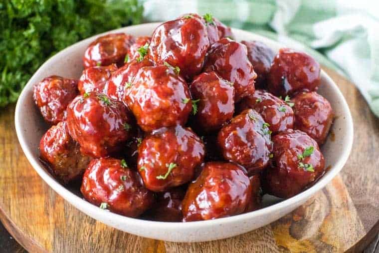 Bowl of Traeger BBQ Smoked Meatballs