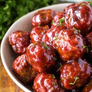 Traeger Smoked Meatballs in bowl