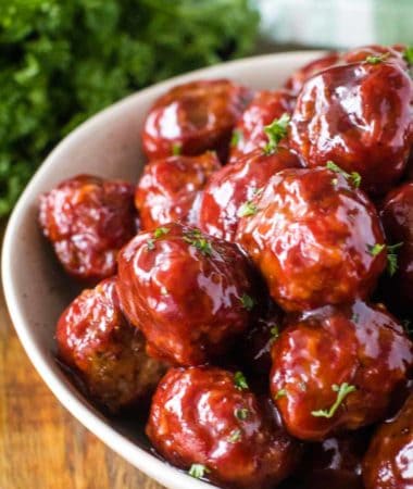 Traeger Smoked Meatballs in bowl
