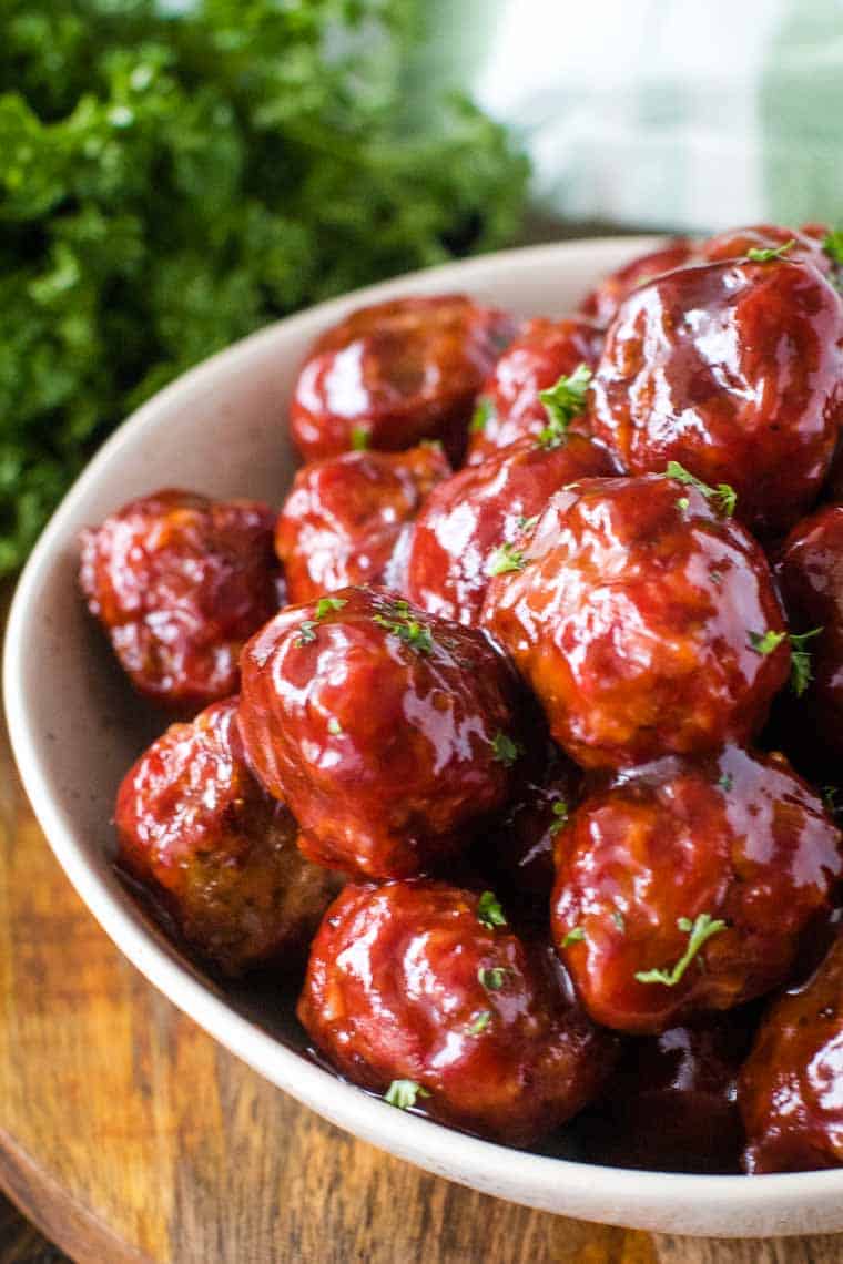 Traeger Smoked Meatballs in bowl