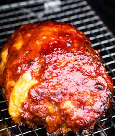 Easy Cheesy Smoked Meatloaf on smoker