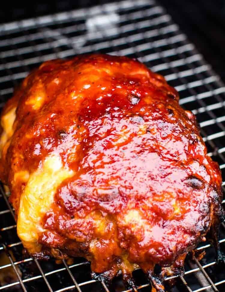 Easy Cheesy Smoked Meatloaf on smoker