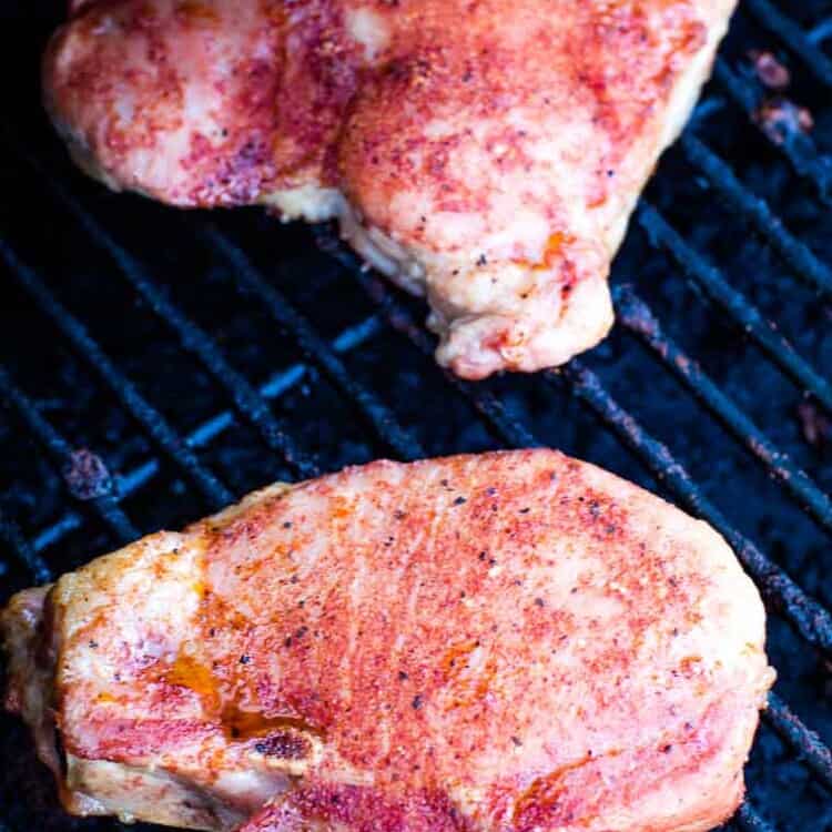 Pork steaks shop on pellet grill