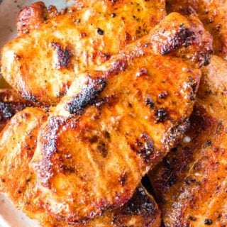 Grilled Boneless Pork Chops Recipe on plate