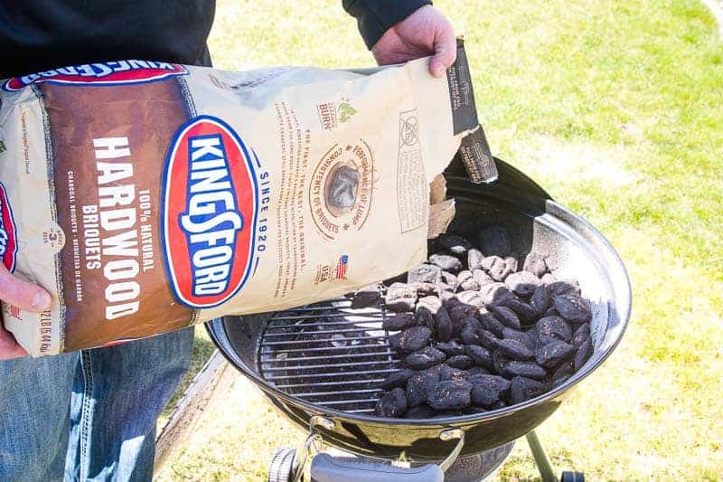 Kingsford Charcoal Briquettes poured into grill
