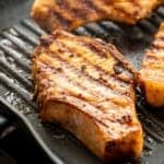 Pork chops on grill pan