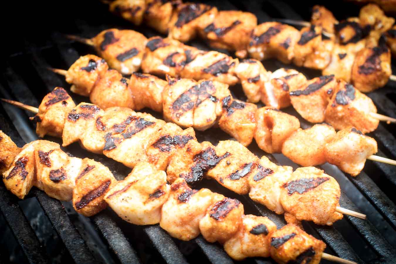 Easy BBQ Chicken Kabobs on grill