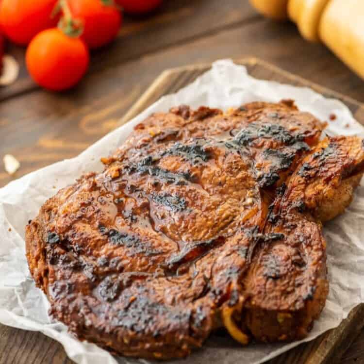 Garlic Steak on cutting board