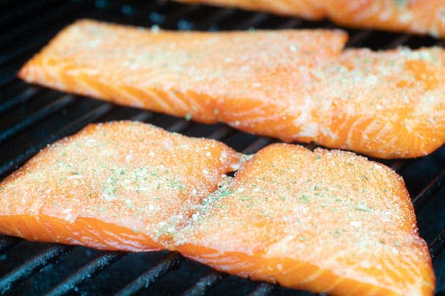 Smoked Salmon fillets on smoker