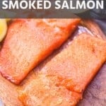 smoked salmon on wood cutting board